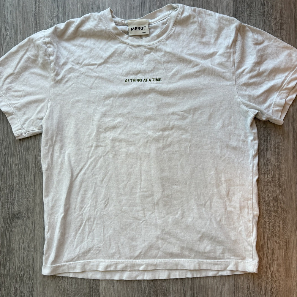 Merge Women's 01 Thing At A Time Graphic Tee Small White Organic Cotton